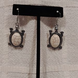 Antique Turtle Semi Precious Stone Earrings